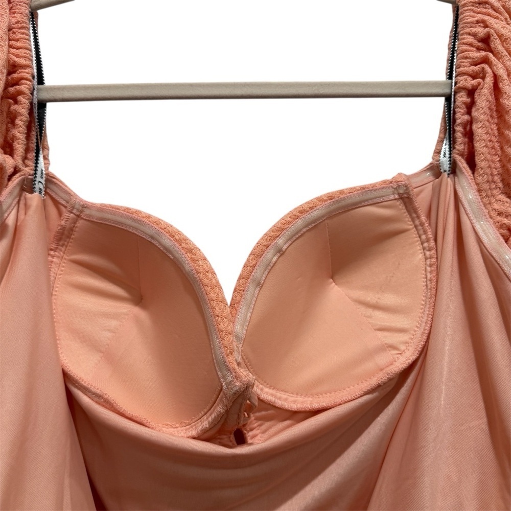 Miss Circle New York Corset Bodycon Midi Dress Cocktail Wedding Salmon Peach L - Picture 13 of 16